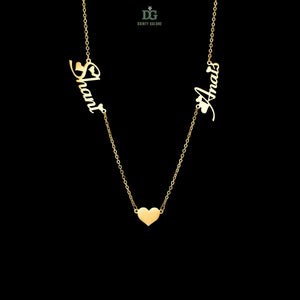 Connecting 2 Name Heart Necklace